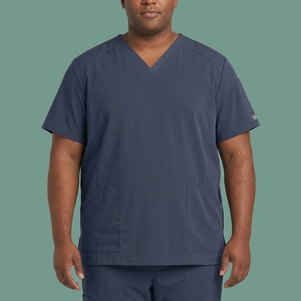 Carhartt V-Neck Utility Scrub Top Mens XL Blue Pocket Multi-Feature EUC